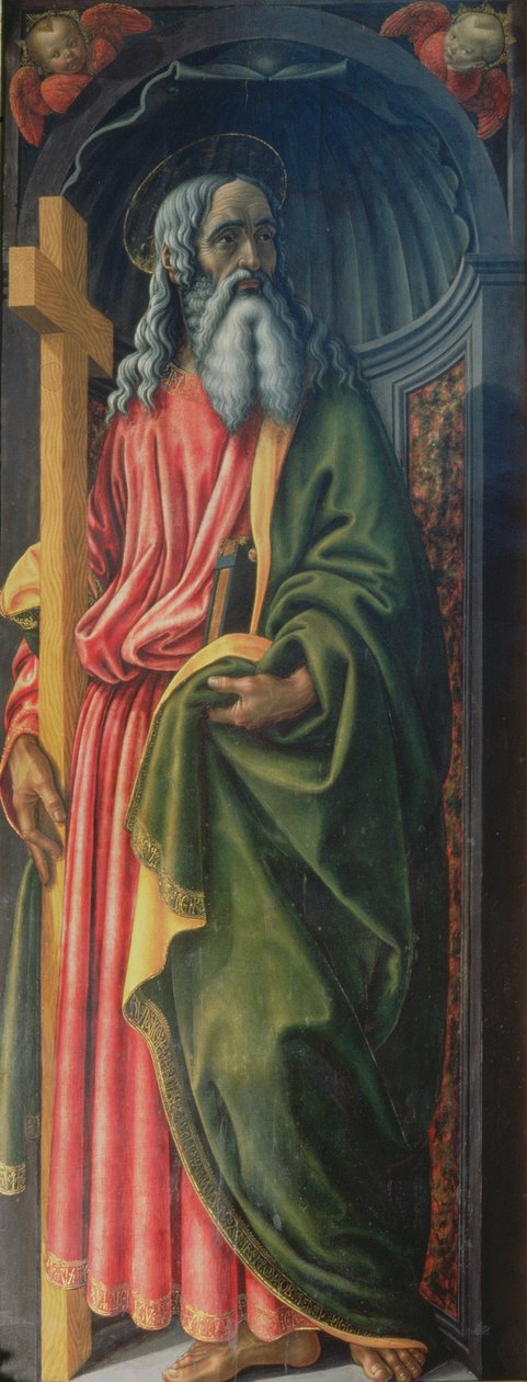Sint Andreas, zijpaneel van het tabernakel van de sacramenten, c.1484-86 (detail) door Francesco Botticini