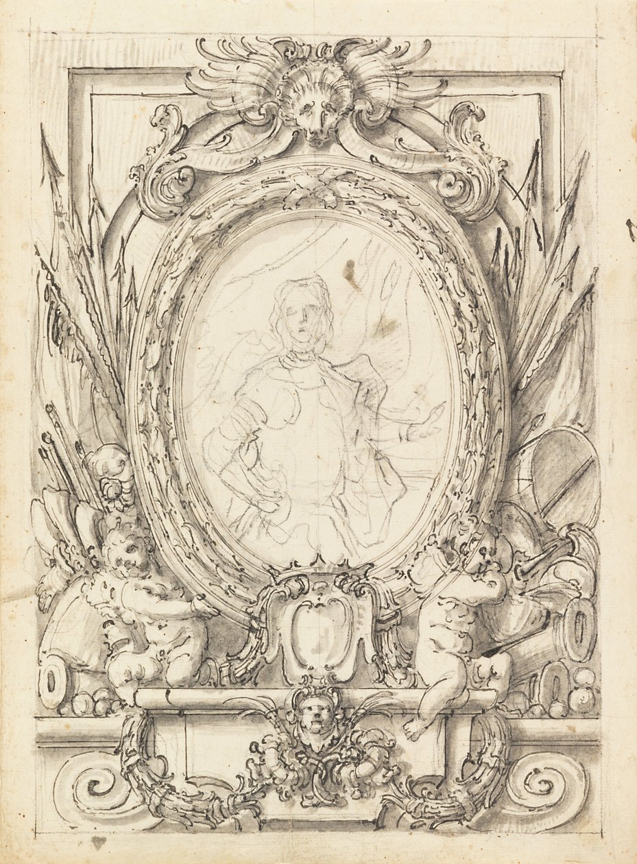 Ontwerp voor een Paneel met Portret van een Edelman door Francesco de Mura