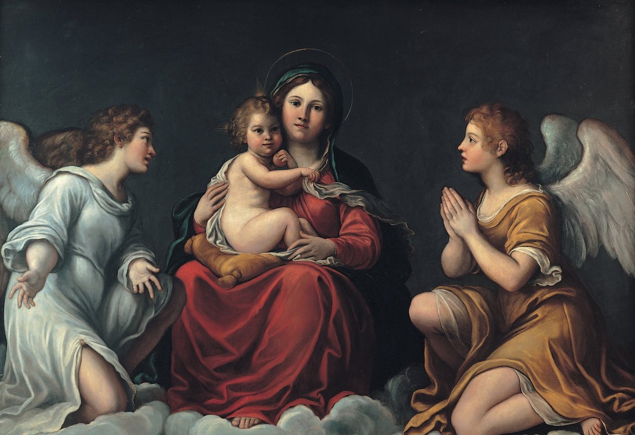Madonna met het Kind en Engelen door Francesco Albani