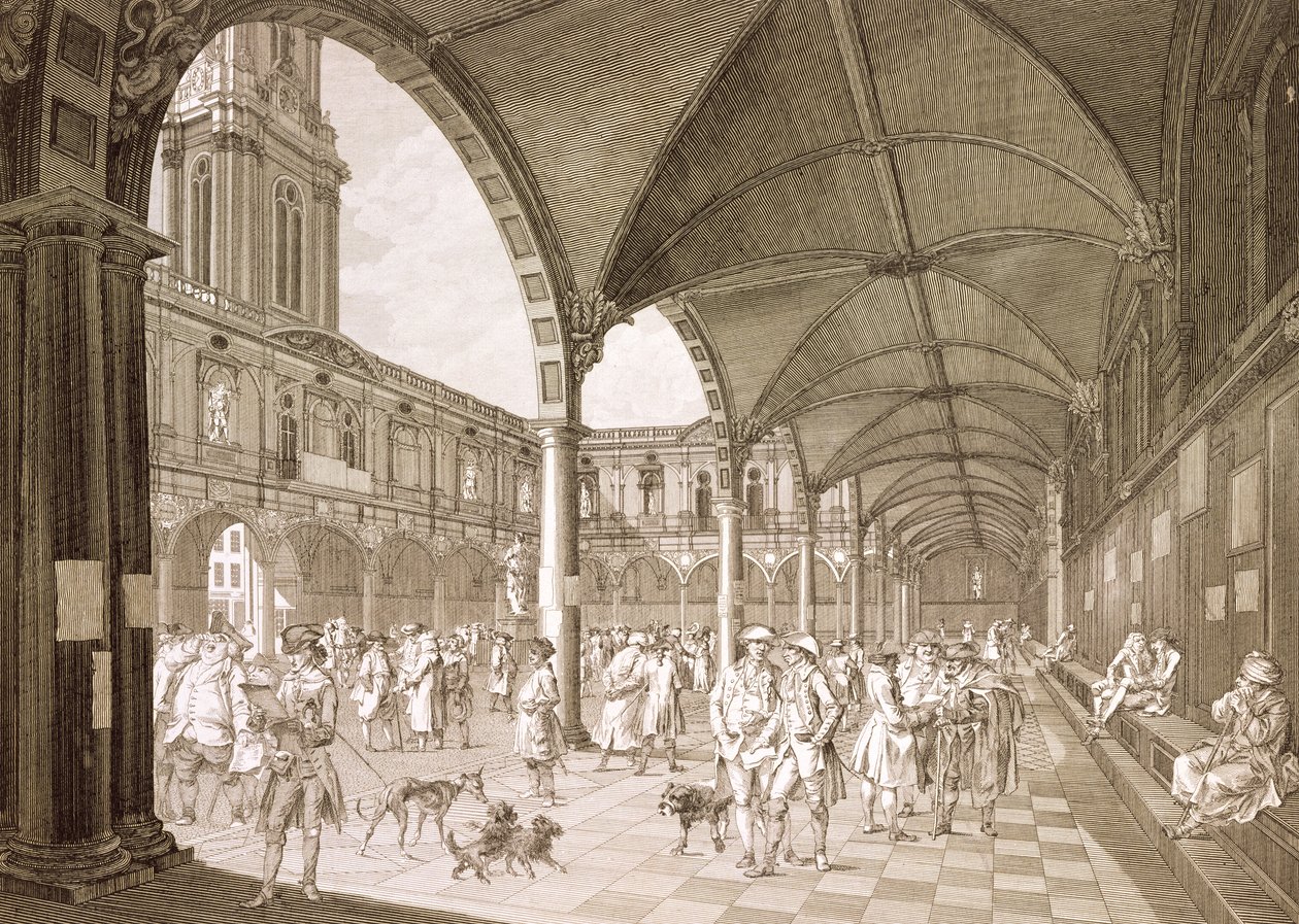 Interieur van de Royal Exchange, Londen, 1788 door Francesco Bartolozzi