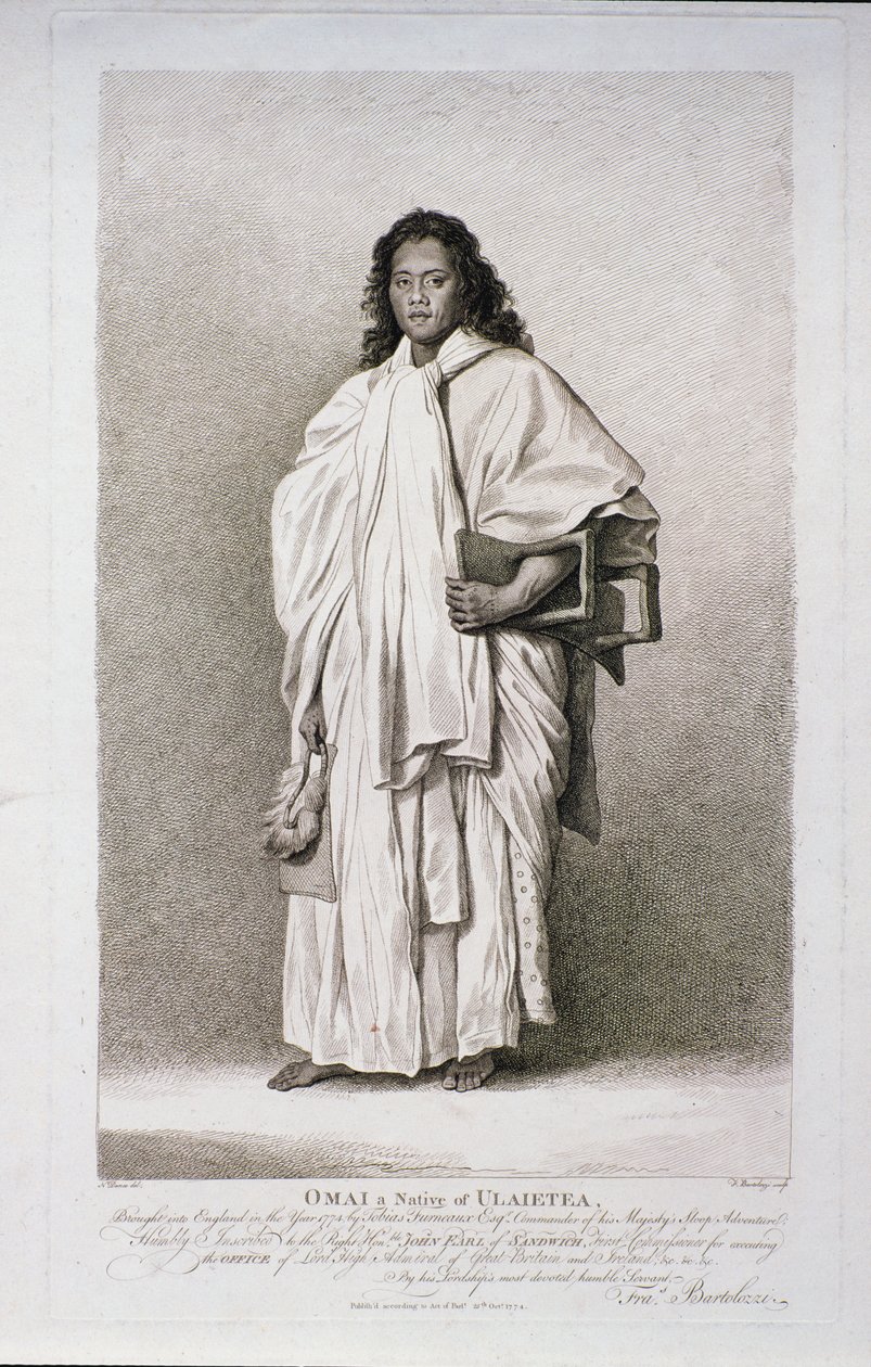 Omai een inboorling van Ulaietea, 1774 door Francesco Bartolozzi