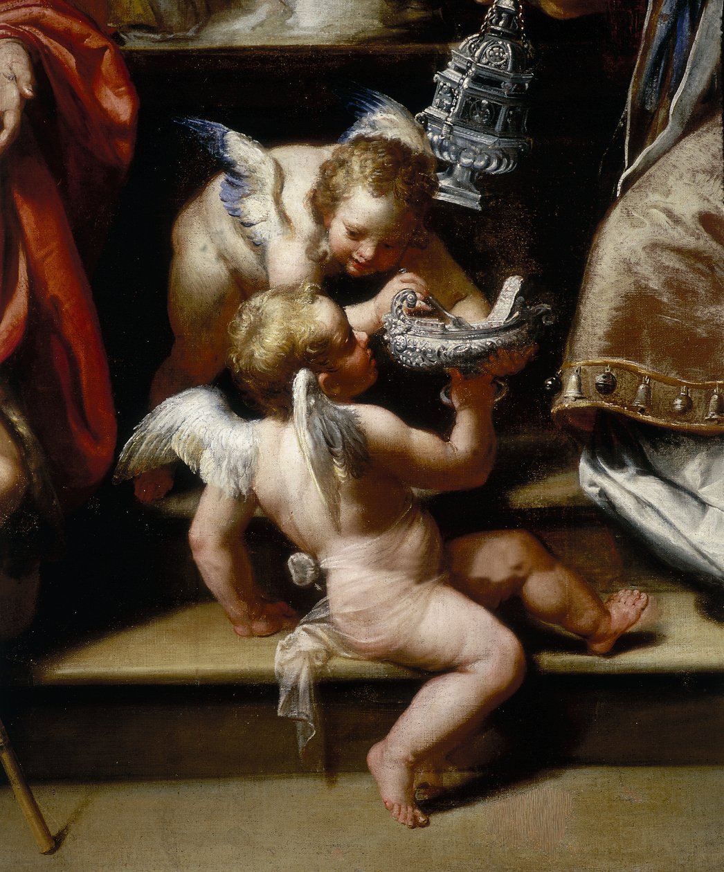 Het altaarstuk van de Madonna van de Sneeuw (detail) door Francesco Fiasella