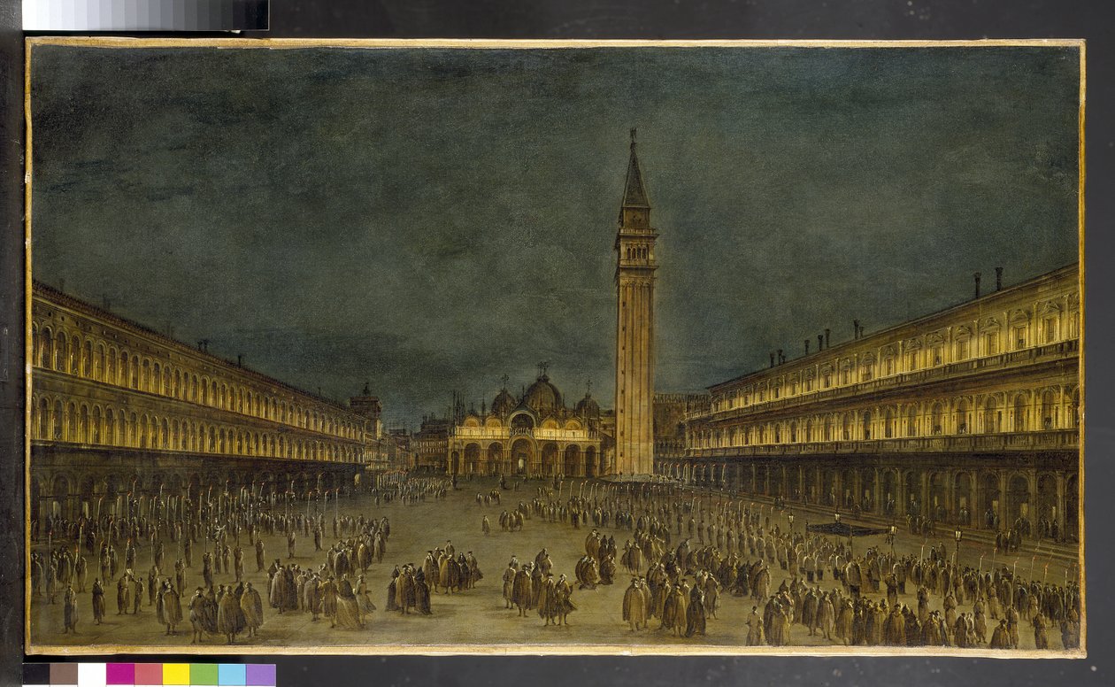 Een Nachtprocessie op het Piazza San Marco, 1750-60 door Francesco Guardi