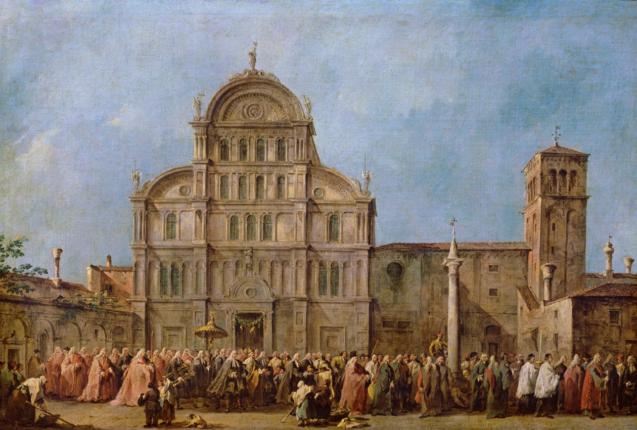 Paasprocessie van de Doge van Venetië bij de kerk van San Zaccaria, ca. 1766-70 door Francesco Guardi