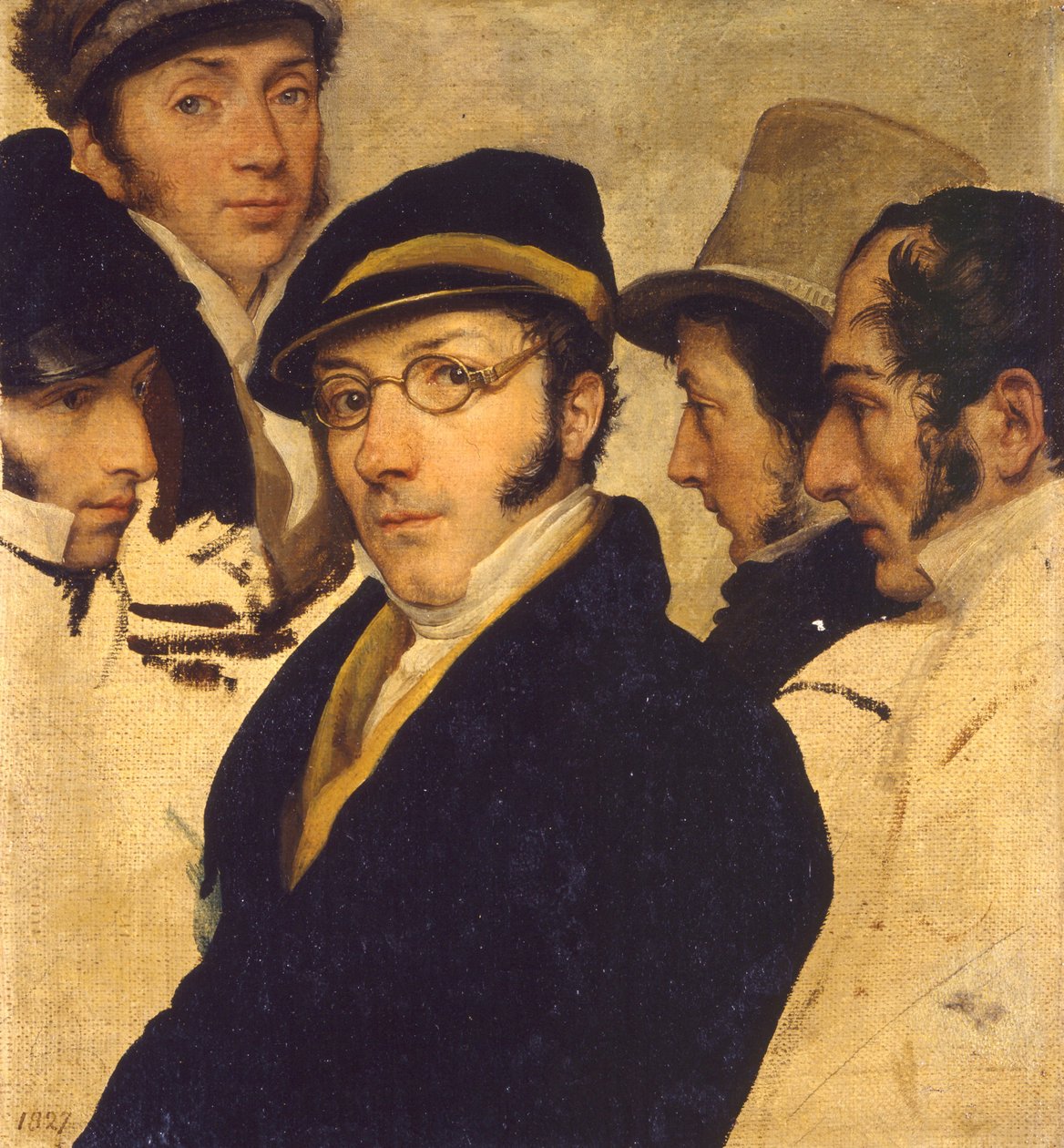 Zelfportret in een Groep Vrienden door Francesco Hayez