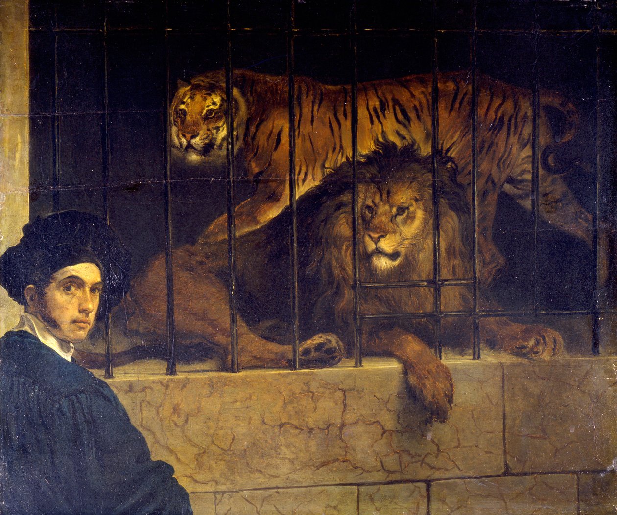 Zelfportret met Tijger en Leeuw door Francesco Hayez