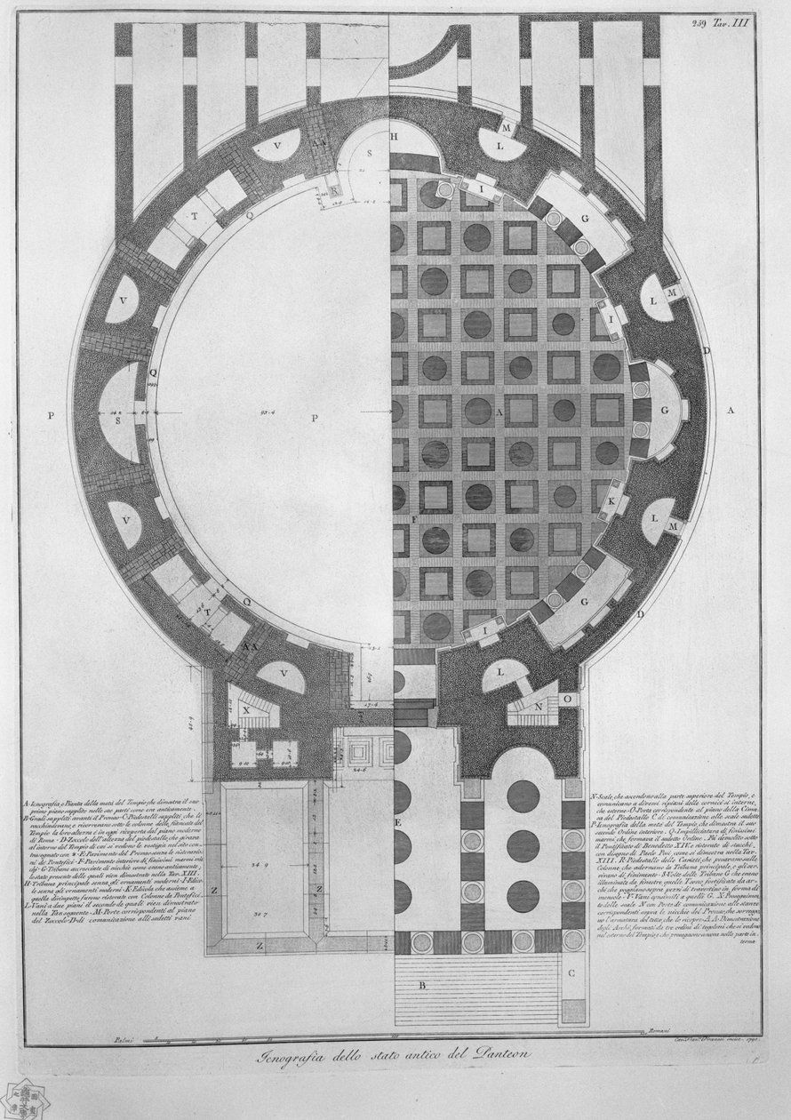 Ichnografia dello stato antico del Panteon door Francesco Piranesi