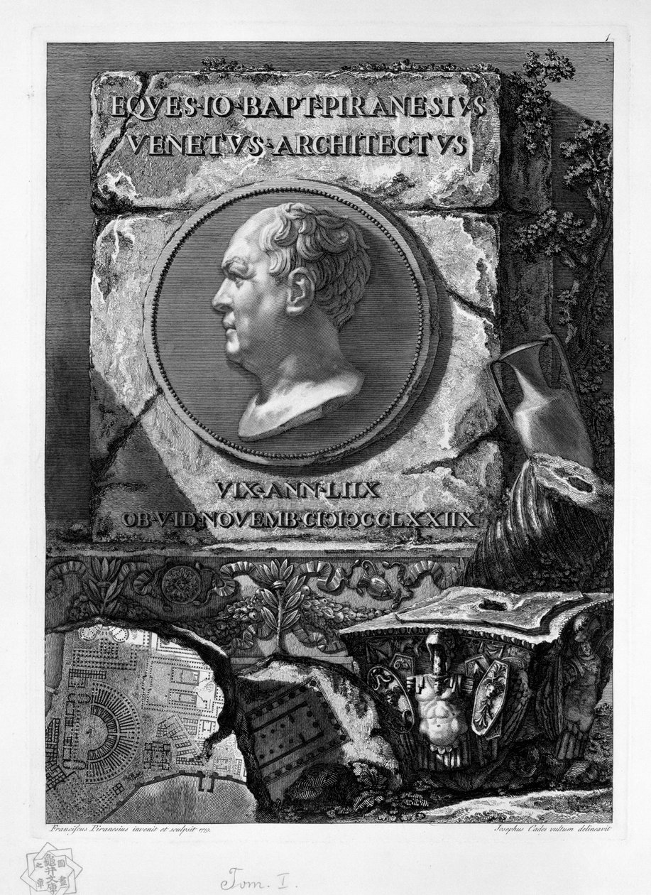 Portret van Giovanni Battista Piranesi door Francesco Piranesi