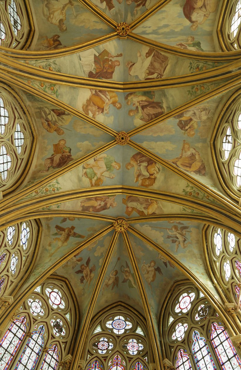 De gewelven van de Rayonnant-kapel van de abdij met renaissance schilderijen, 13e-16e eeuw door Francesco Primaticcio