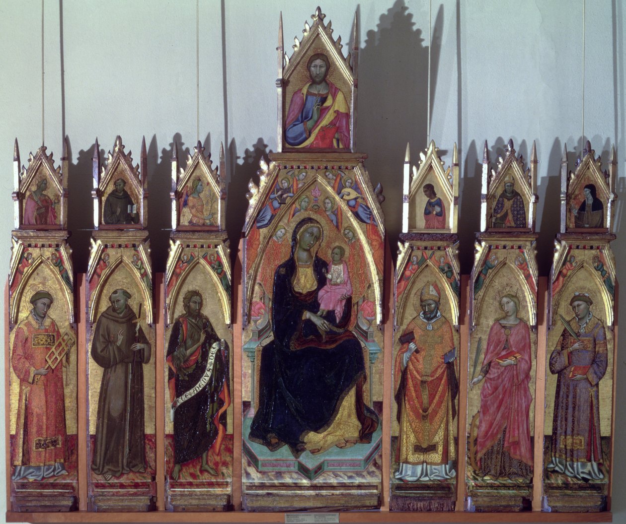 Madonna en kind, Christus en heiligen, 1393 door Francesco da Ancona