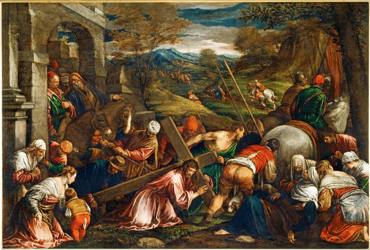 La Montee au Calvaire - Jezus Christus die het kruis draagt ... door Francesco (1549 92) Bassano