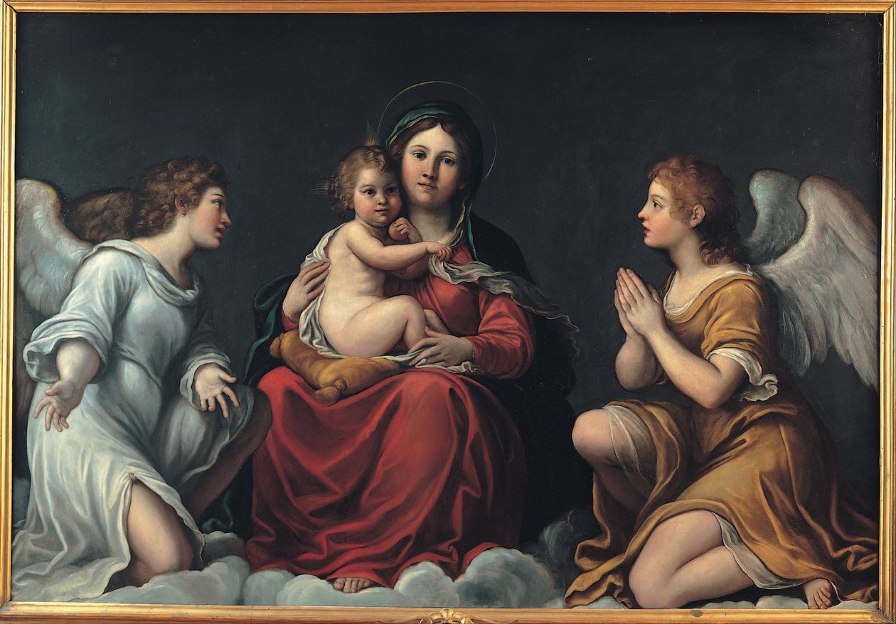 Madonna met het Kind en engelen door Francesco Albani