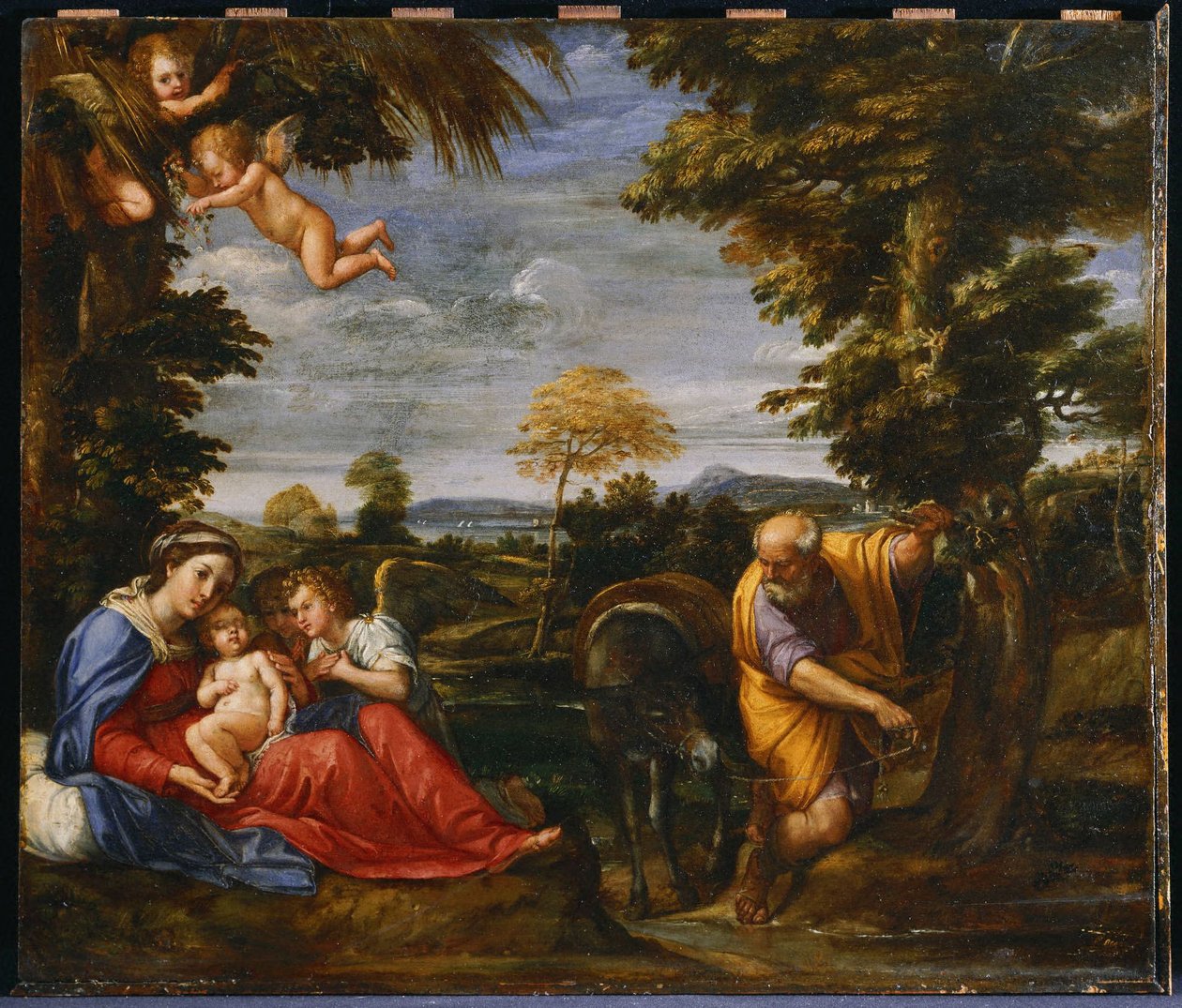 Rust tijdens de vlucht naar Egypte door Francesco Albani