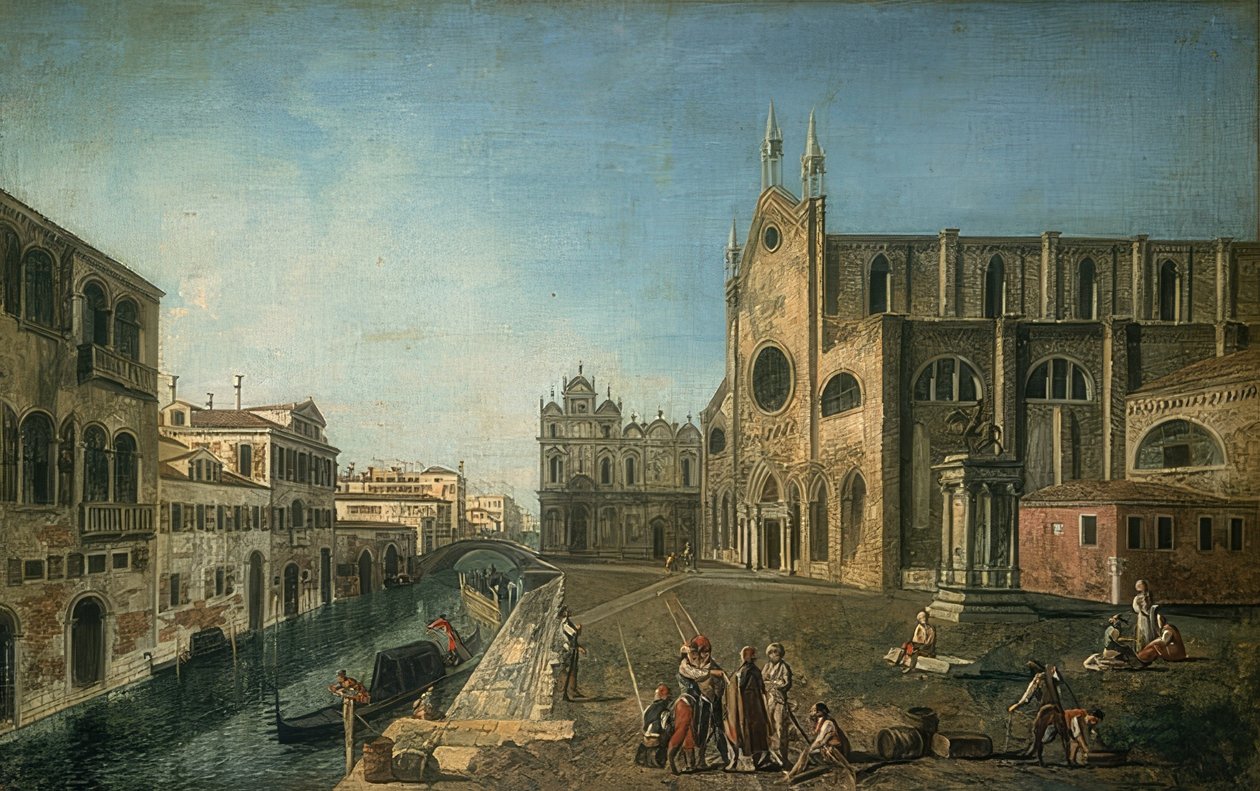 Gezicht op Venetië met de kerk Santi Giovanni e Paolo. Ca. 1735-1740 door Francesco Albotto