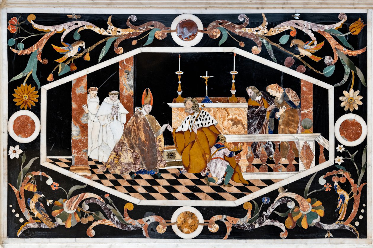 Het hoofdaltaar, uitgerust met twee tafels, bekroond door een grandioos marmeren tabernakel (detail) door Francesco Antonio Corbarelli
