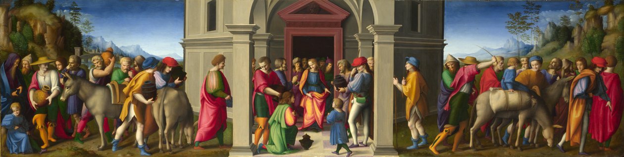 Jozef ontvangt zijn broers, ca. 1515 door Francesco Bacchiacca