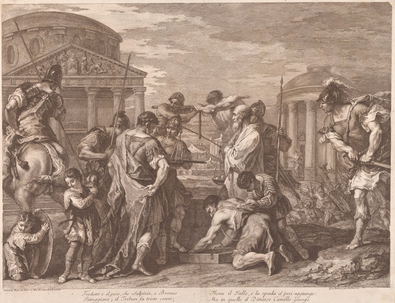 Camillus redt Rome van Brennus door Francesco Bartolozzi