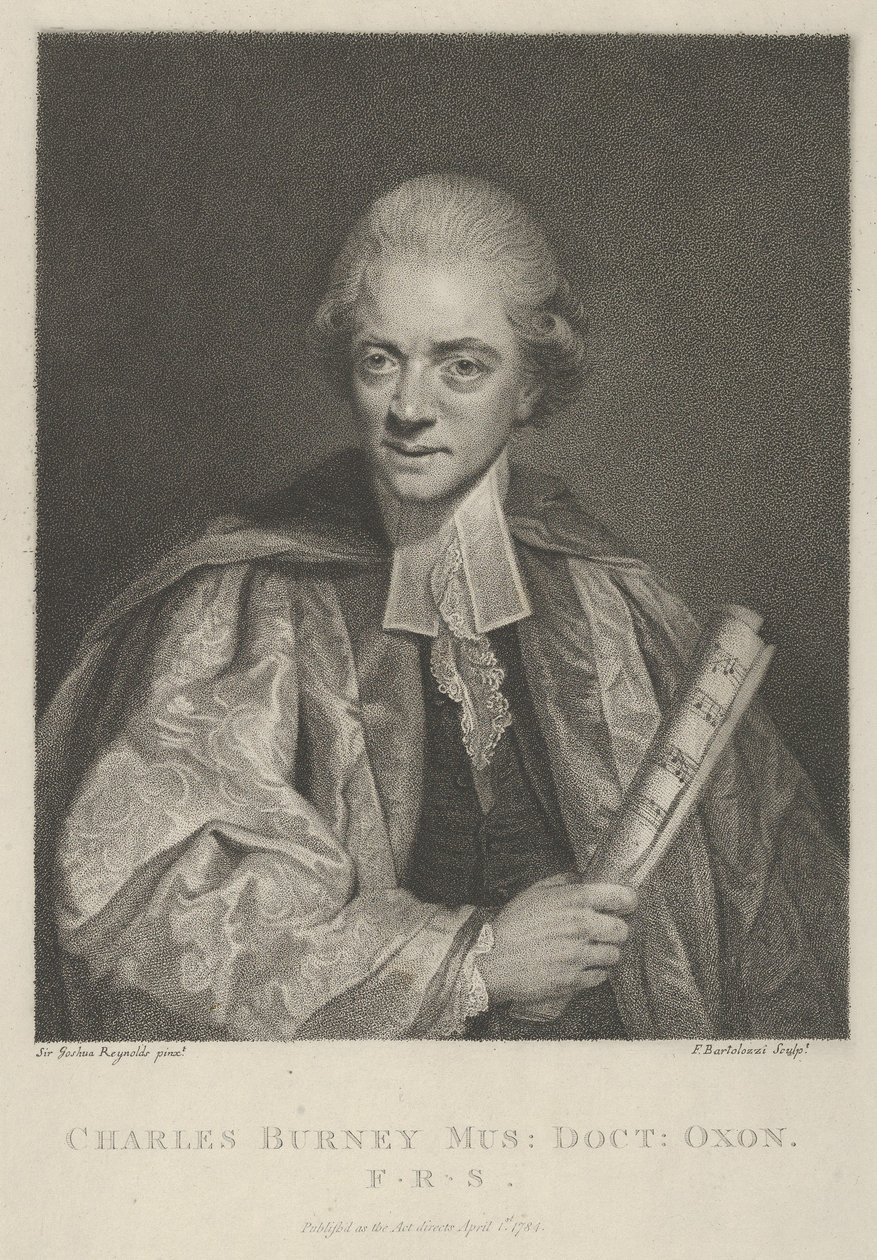 Charles Burney, 1 april 1784 door Francesco Bartolozzi
