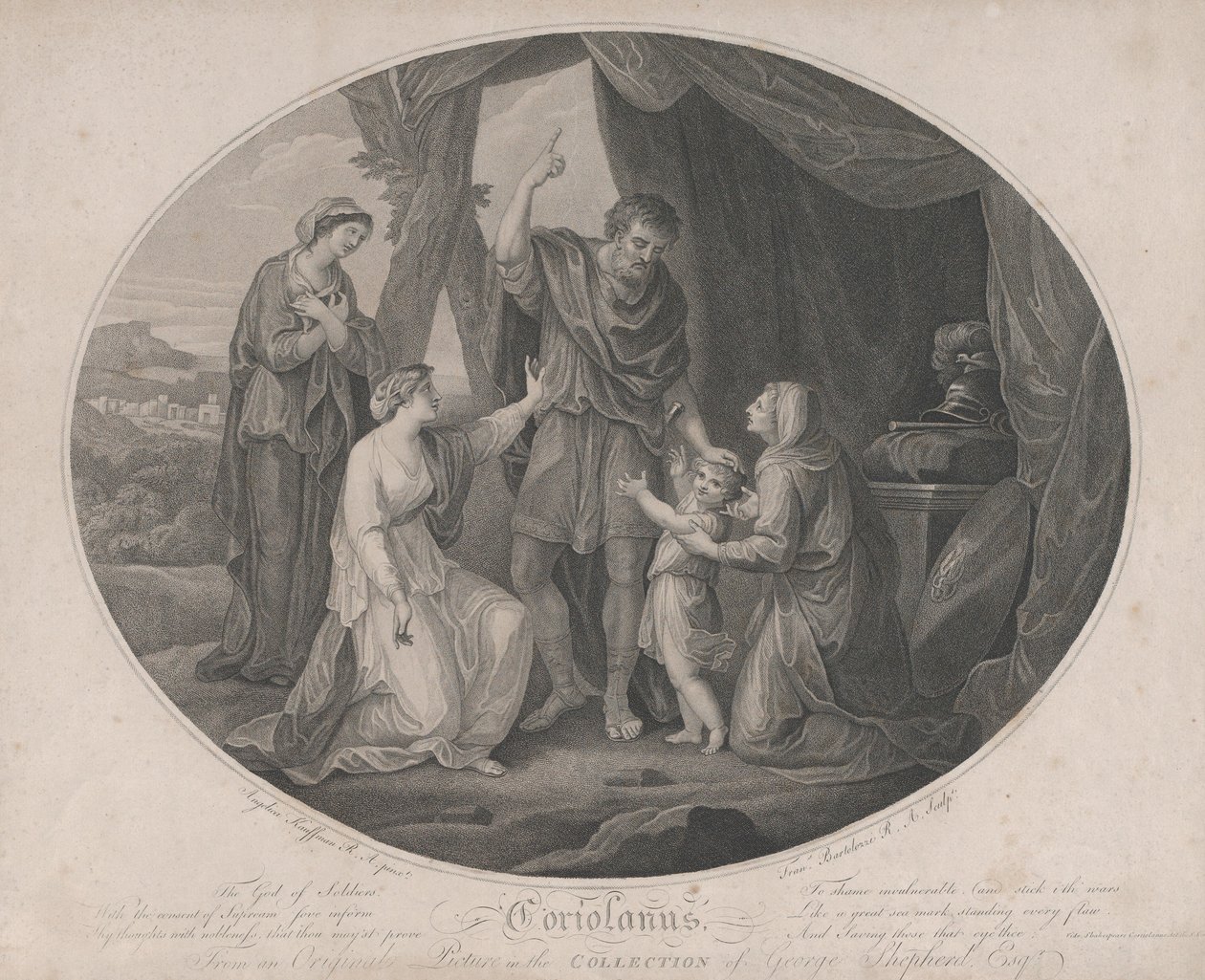 Coriolanus: De god van soldaten, om onkwetsbaar te schande te maken... Shakespeare, Cori..., 3 november 1785 door Francesco Bartolozzi