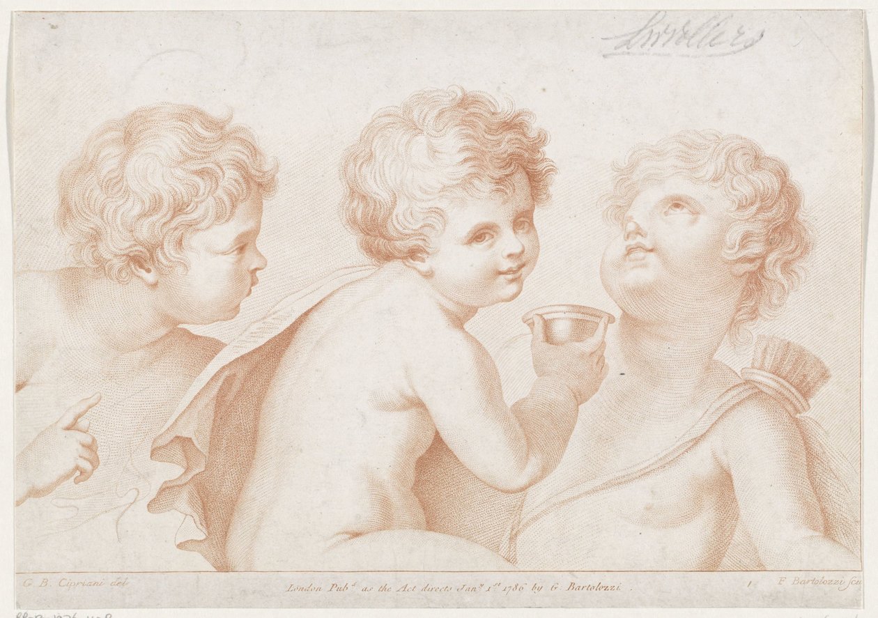 Drie putti door Francesco Bartolozzi