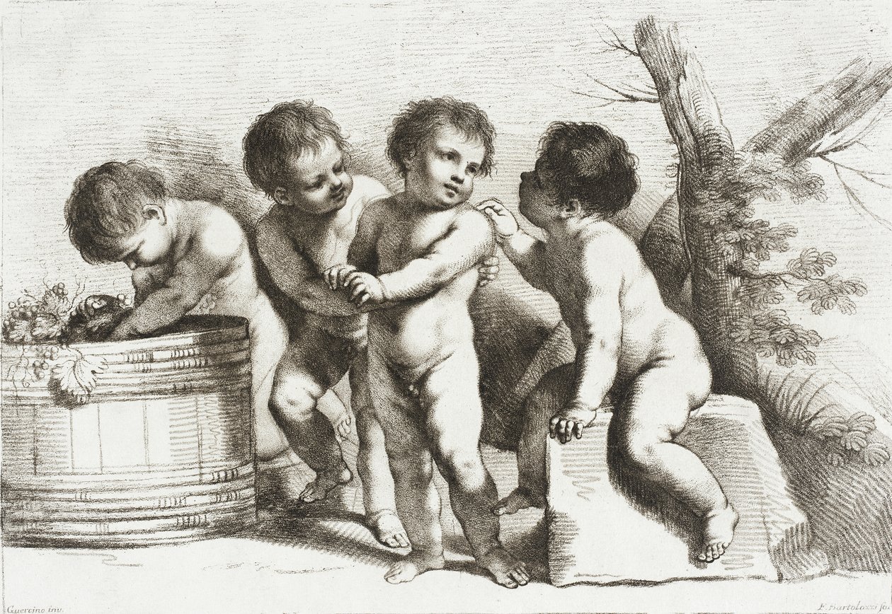 Vier putti door Francesco Bartolozzi