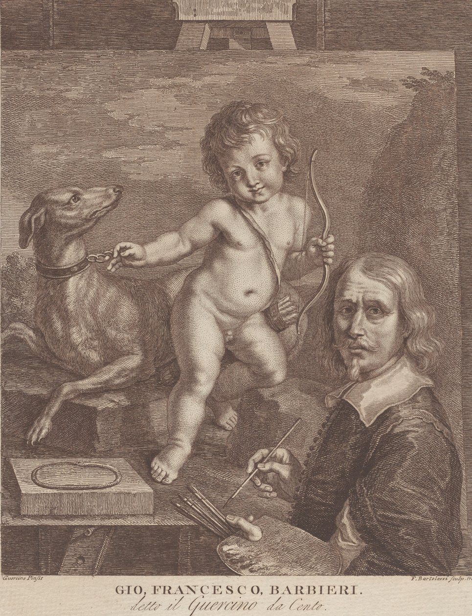 Guercino Zelfportret, 1790-99 door Francesco Bartolozzi