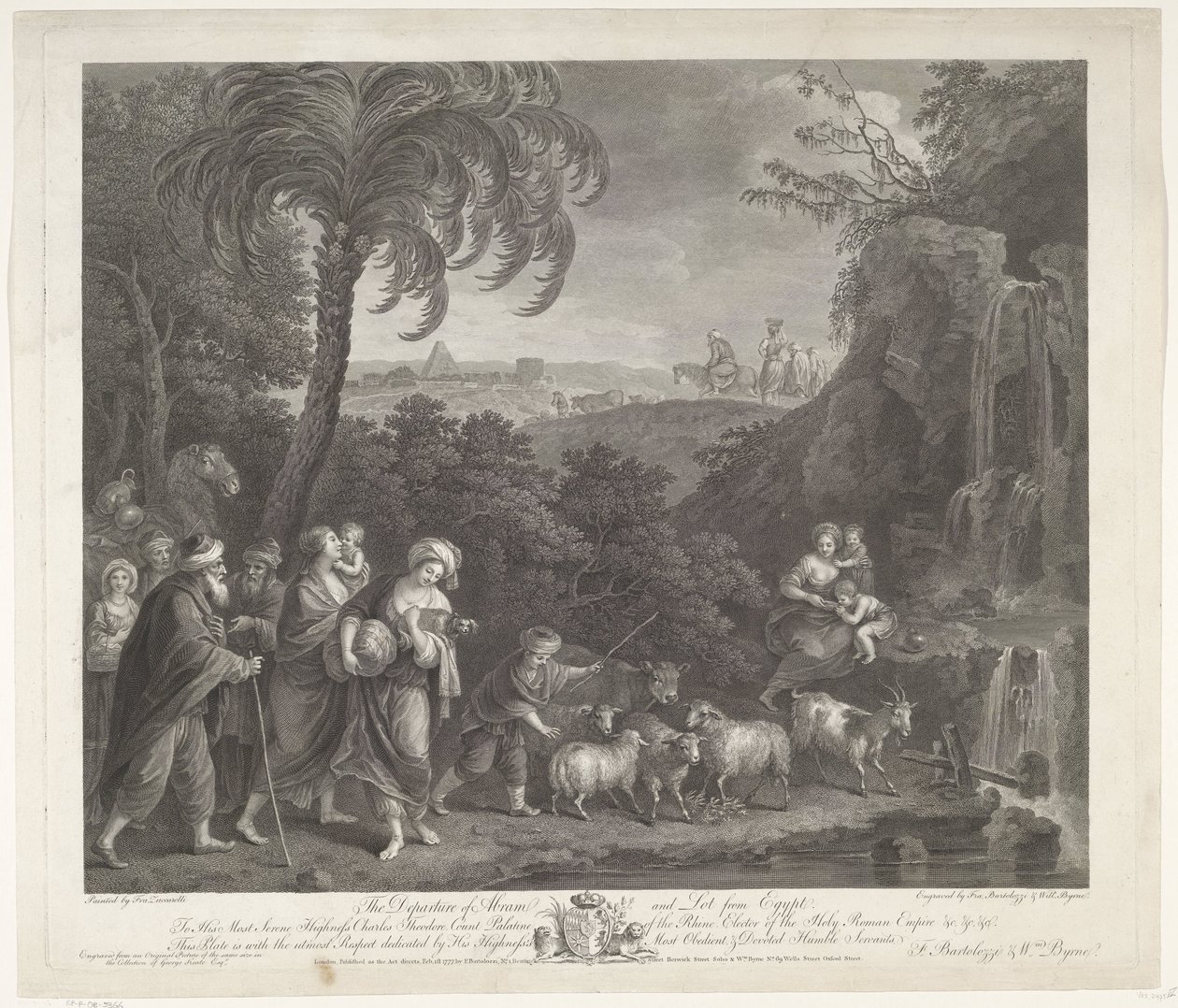 Het vertrek van Abraham en Lot uit Egypte door Francesco Bartolozzi