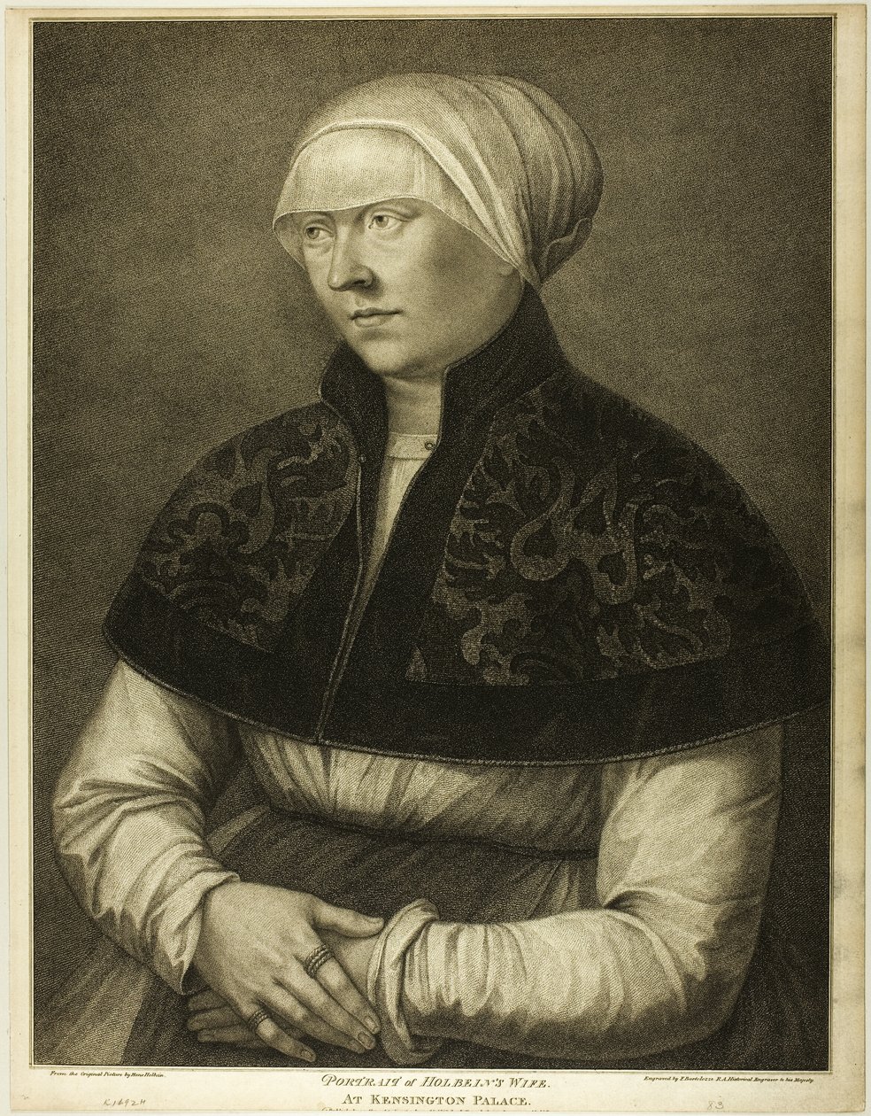 De vrouw van Holbein door Francesco Bartolozzi