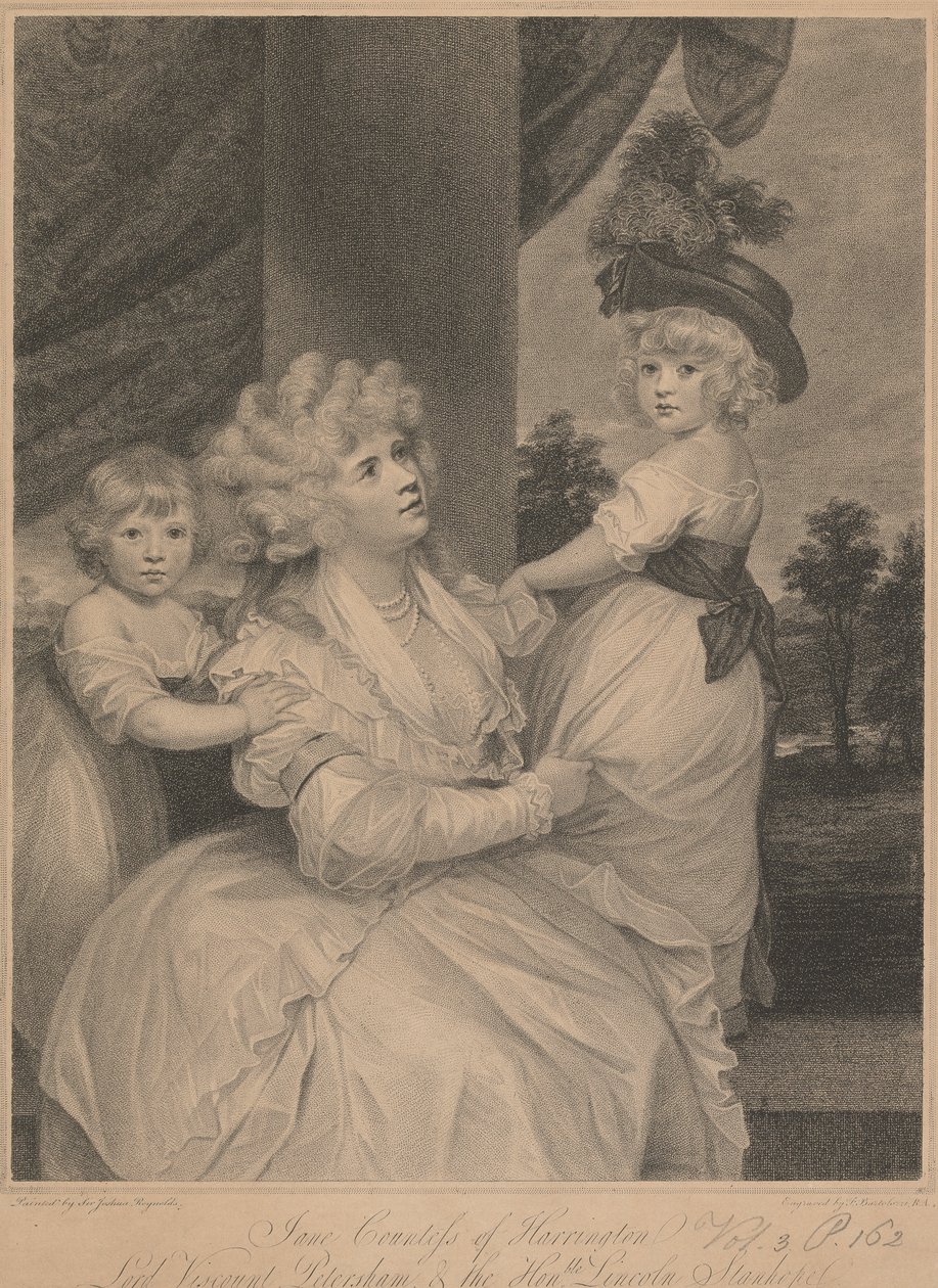Jane, Gravin van Harrington, Lord Viscount Petersham en de Eerwaarde Lincoln Stanhope door Francesco Bartolozzi
