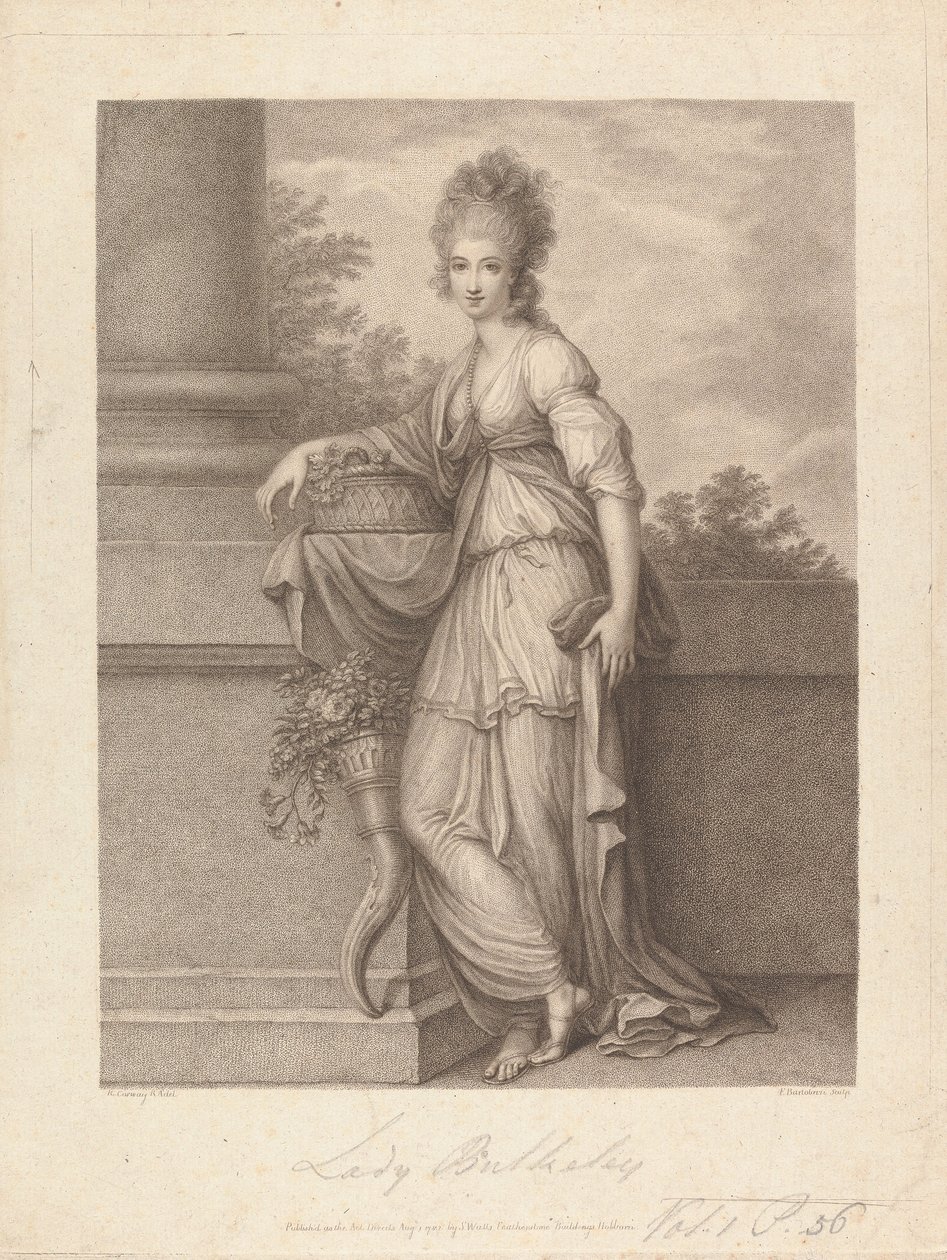 Lady Elizabeth Harriet Bulkeley (geboren Warren) door Francesco Bartolozzi