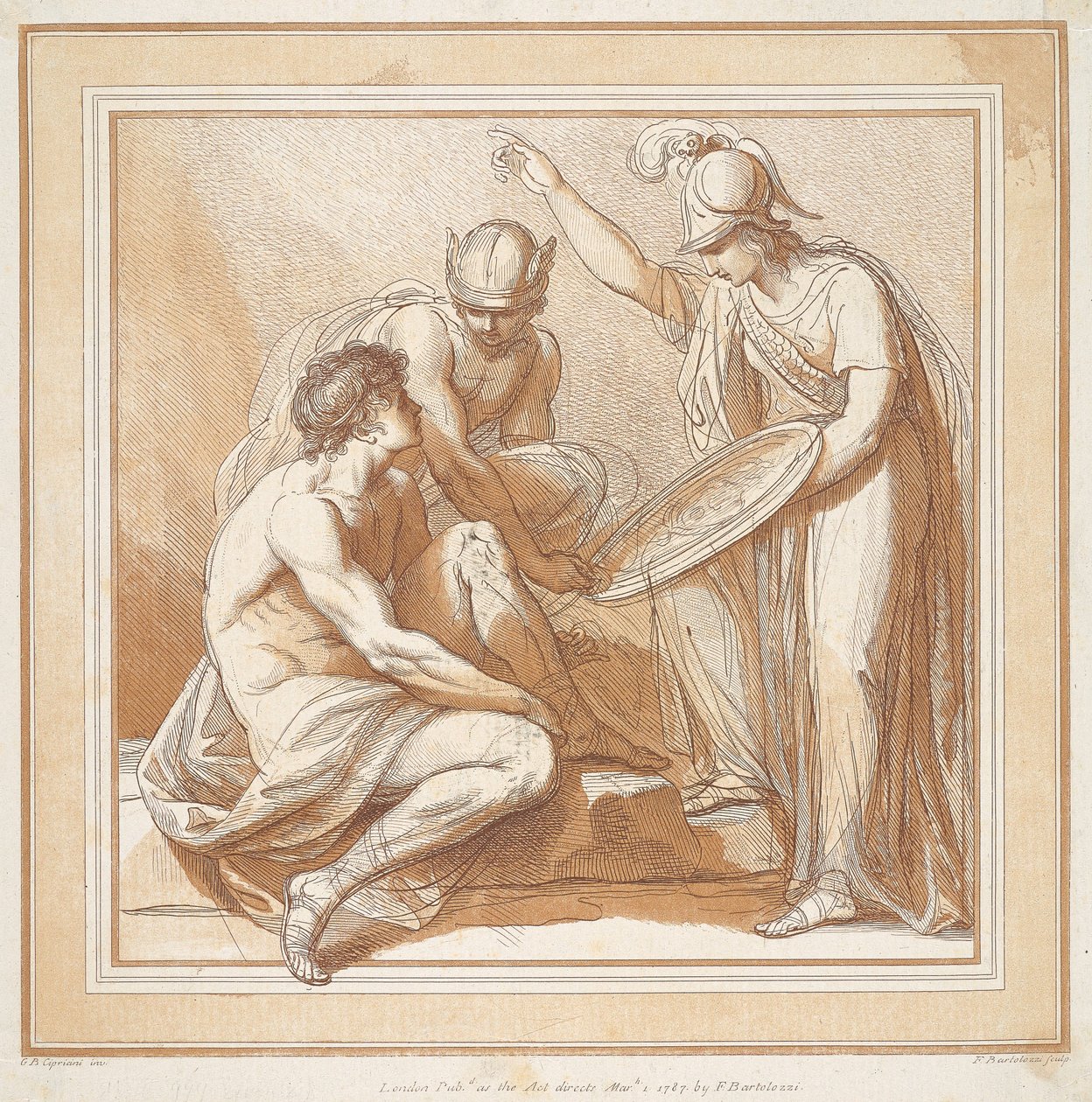 Mercurius, Minerva en Paris door Francesco Bartolozzi
