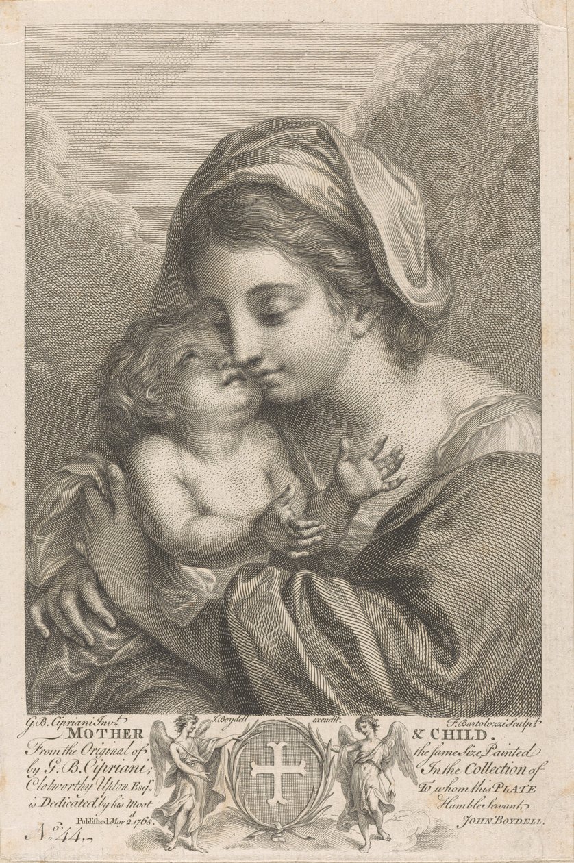 Moeder en kind door Francesco Bartolozzi