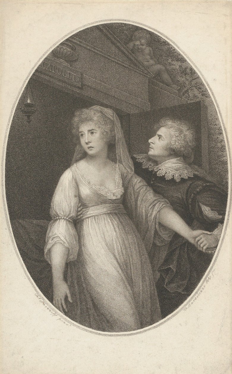 Mr. Dimond en Miss Wallis in de rollen van Romeo en Julia, 1 mei 1796 door Francesco Bartolozzi