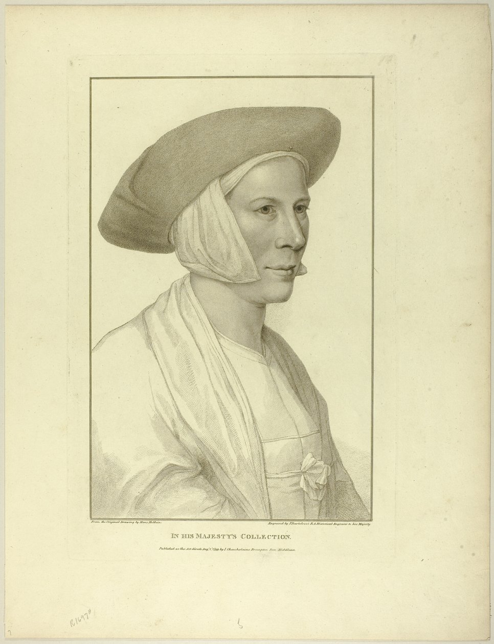 Portret van een boerenvrouw door Francesco Bartolozzi
