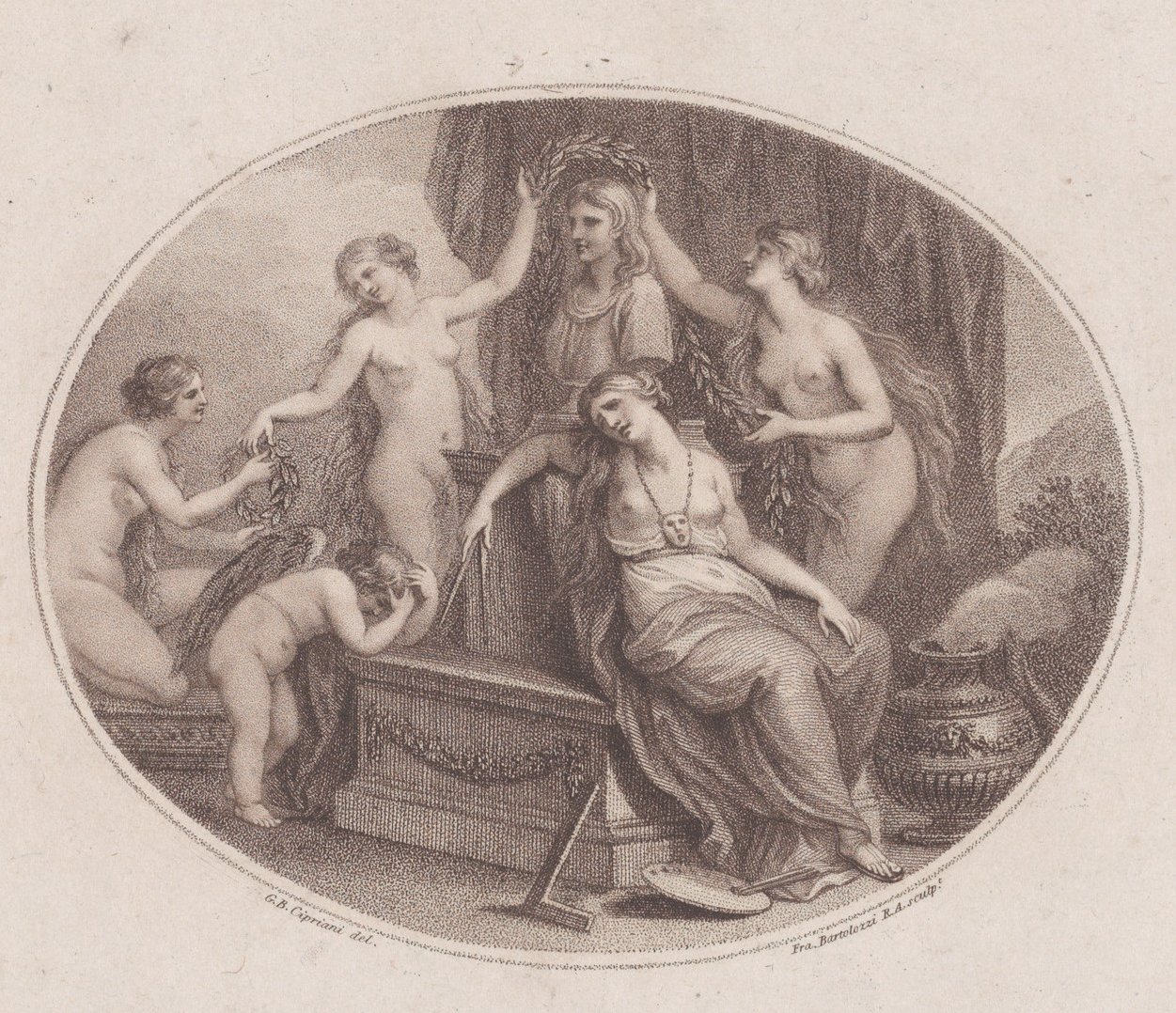 De Gratiën Bekronen de Buste van Raphael door Francesco Bartolozzi