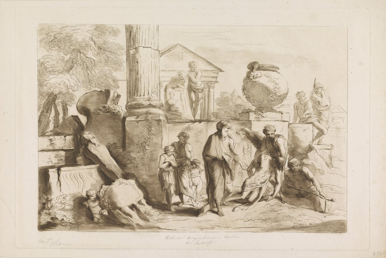 Tobit en het begraven van de doden door Francesco Bartolozzi