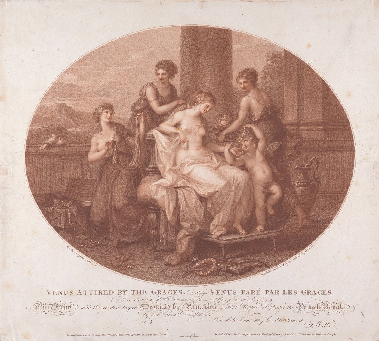 Venus, gekleed door de Gratiën door Francesco Bartolozzi
