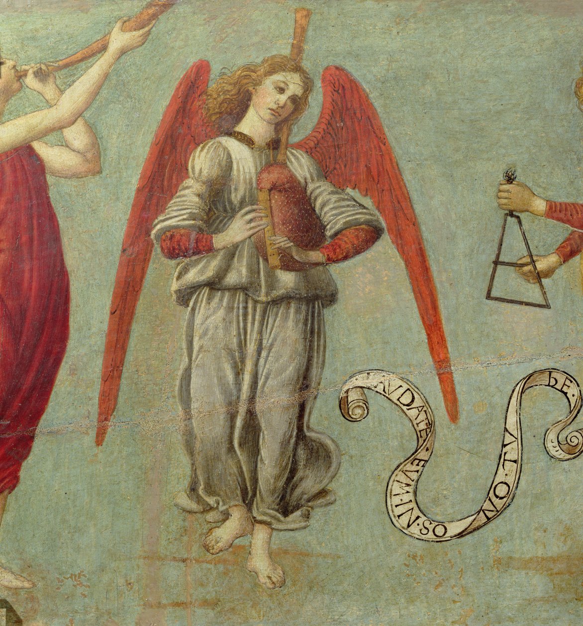 Engel die doedelzak speelt (detail) door Francesco Botticini
