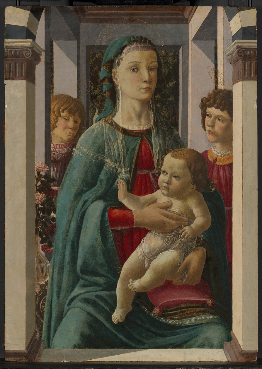 Maagd en Kind met Twee Engelen, 1465-1475 door Francesco Botticini