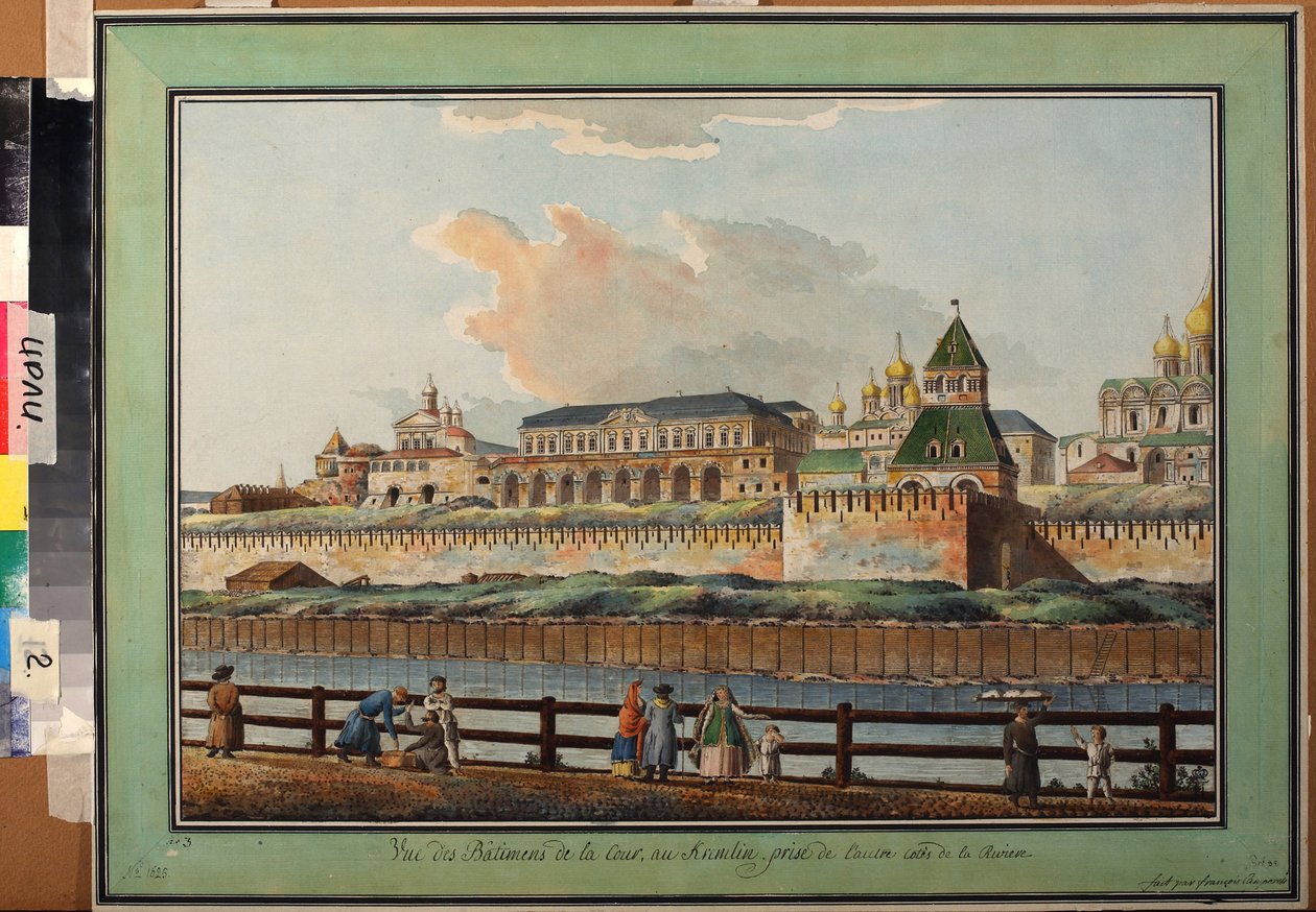Uitzicht op het Kremlin-paleis in Moskou vanaf de oever van de Moskva door Francesco Camporesi