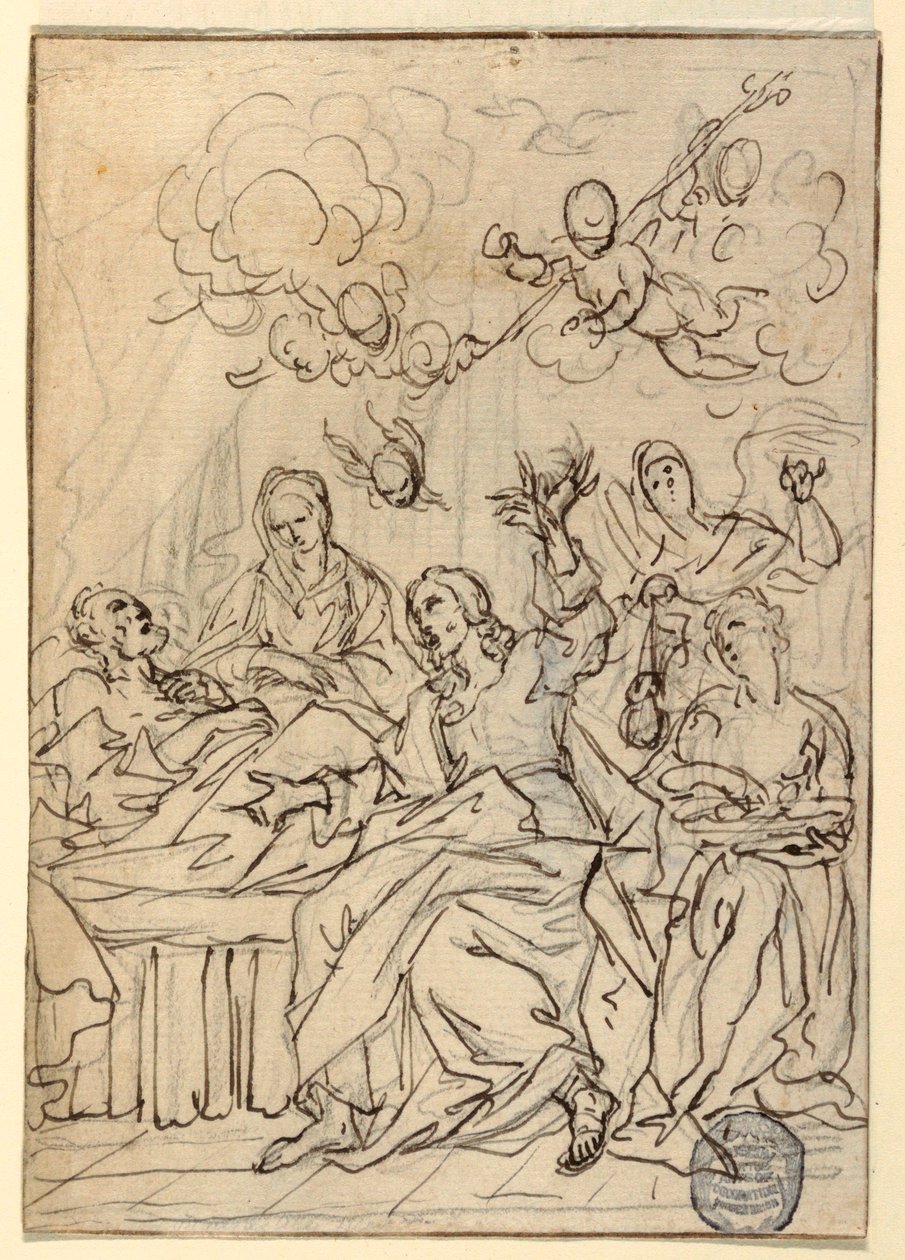 Tekening, Dood van St. Joseph, 1880 door Francesco Coghetti