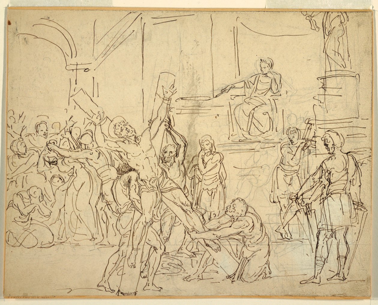 Tekening, Martelaarschap van Sint Andreas, 1825-50 door Francesco Coghetti