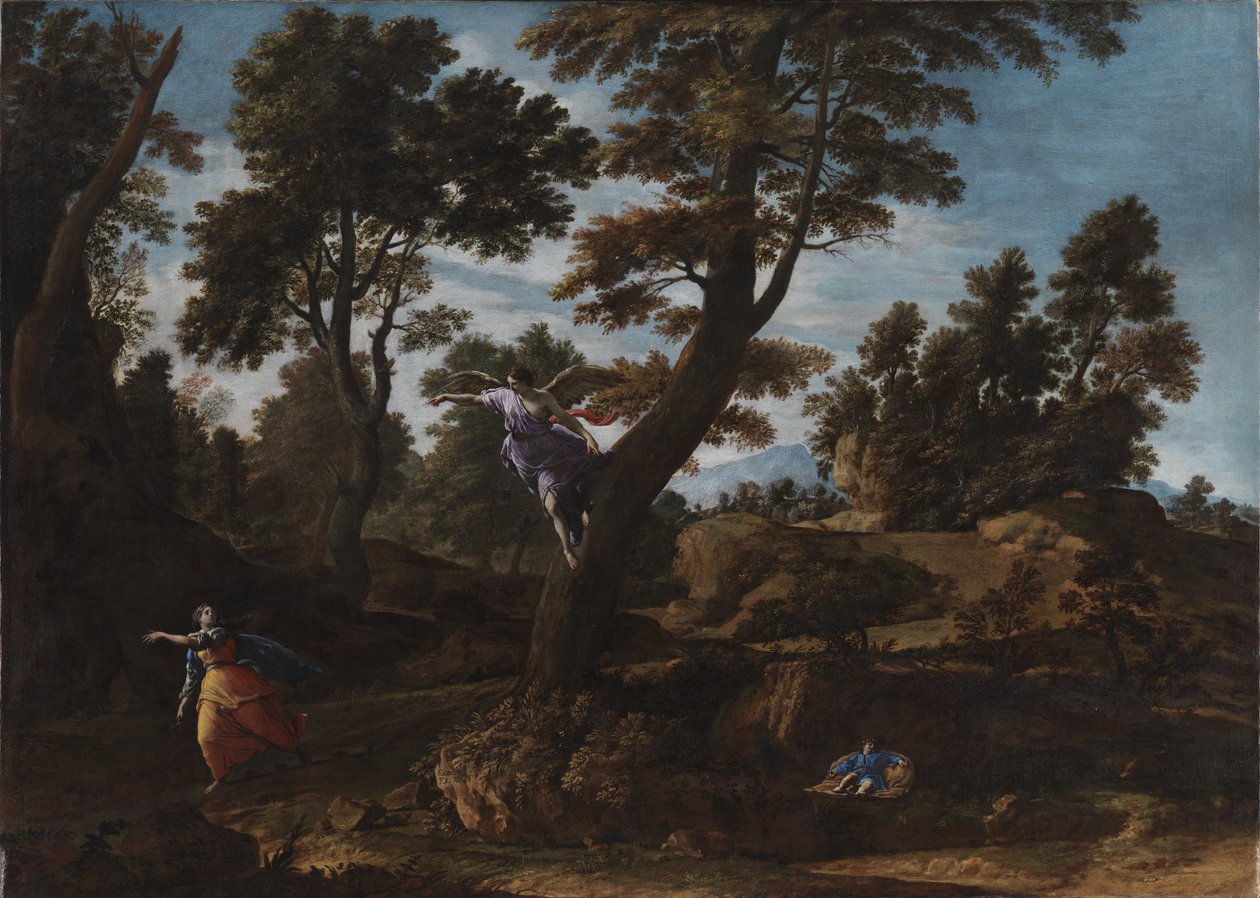 Landschap met de Engel Verschijnend aan Hagar en Haar Leidend naar de Bron door Francesco Cozza