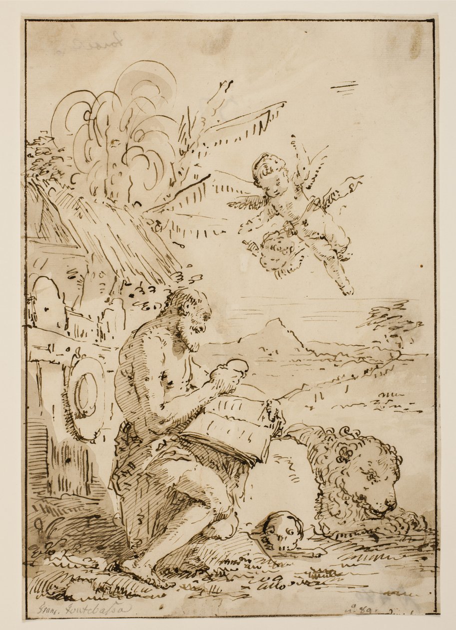 Sint Hiëronymus in de Wildernis door Francesco Fontebasso
