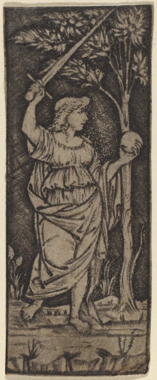 Allegorisch Figuur: Vrouw met Zwaard en Bol door Francesco Francia or Peregrino da Cesena