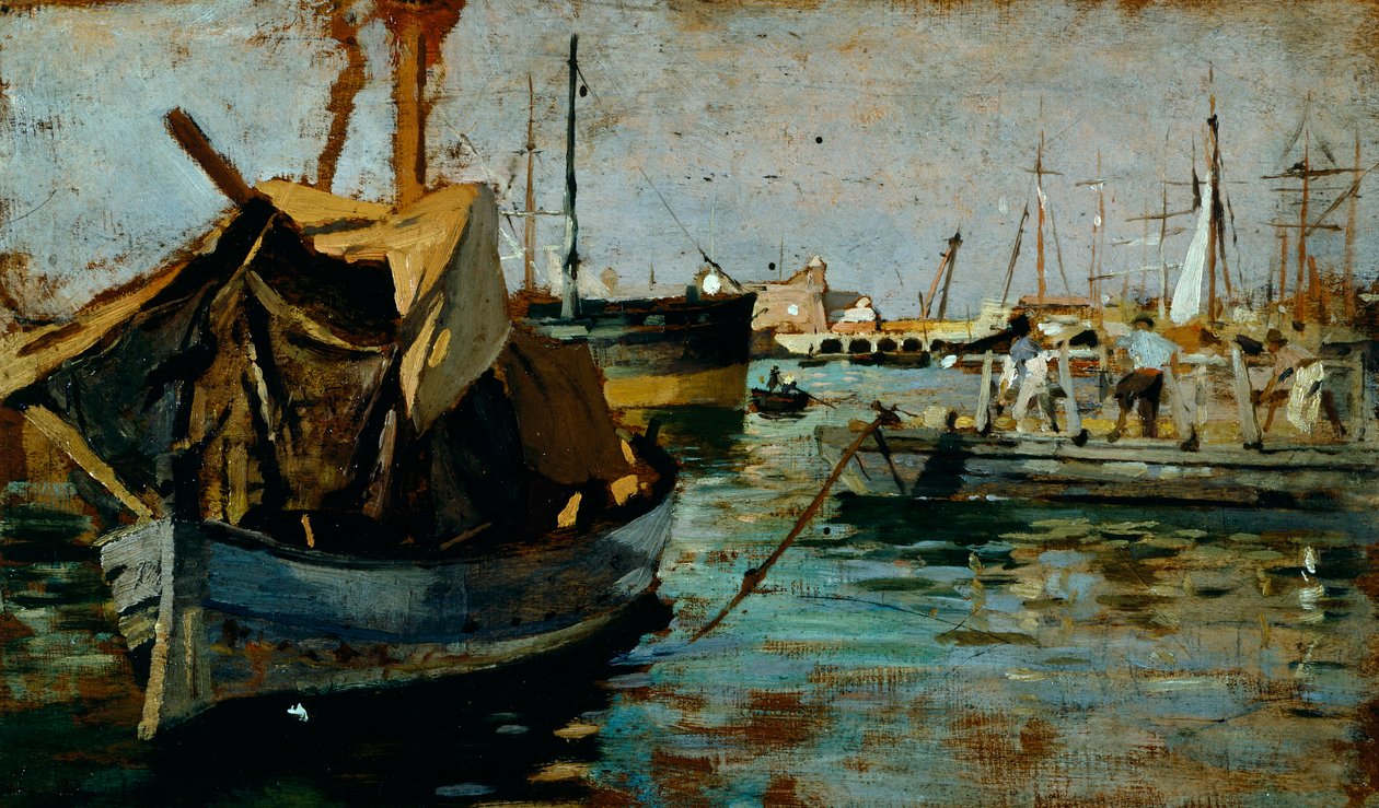 Aan het werk in de haven van Livorno (Leghorn) door Francesco Gioli