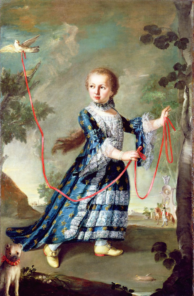 Een jong meisje van de Gradenigo-familie met een duif door Francesco Guardi