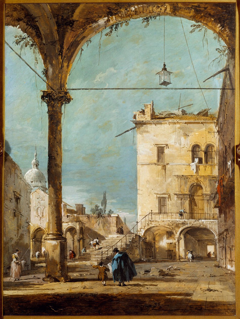 Een portiek in Venetië door Francesco Guardi