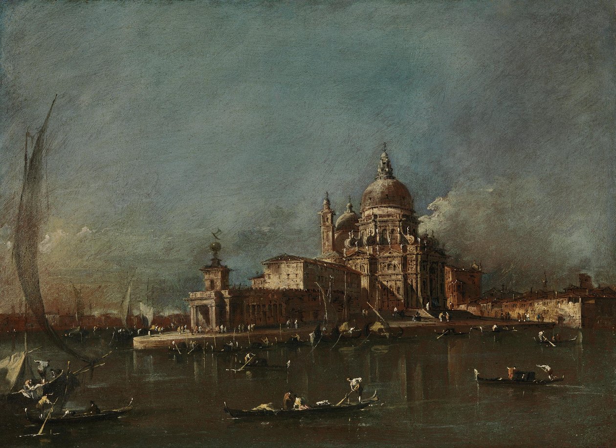 Gezicht op Santa Maria della Salute en de Dogana door Francesco Guardi