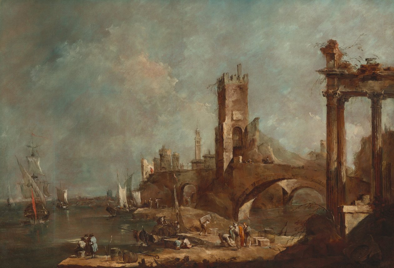 Capriccio van een haven, ca. 1760-1770 door Francesco Guardi